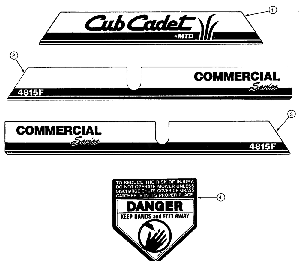 Graphics I Diagram and Parts List for 4815F-PRO 556C465M100 Cub Cadet Lawn Mower